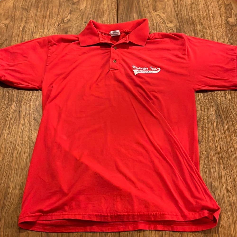 Mens vintage large red polo baseball